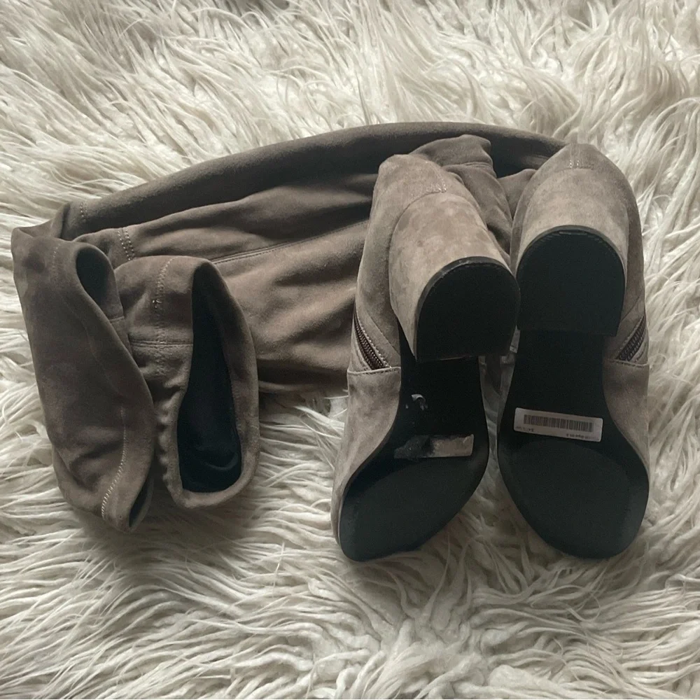 Via Roma 15 Gray Suede Leather Over The Knee Thigh High Heel Boots NWT Size 36.5